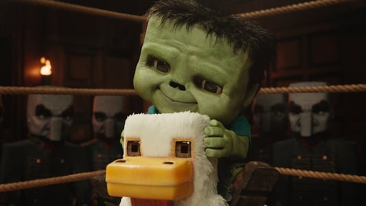 A still from ‘A Minecraft Movie’ featuring a baby zombie riding a chicken.