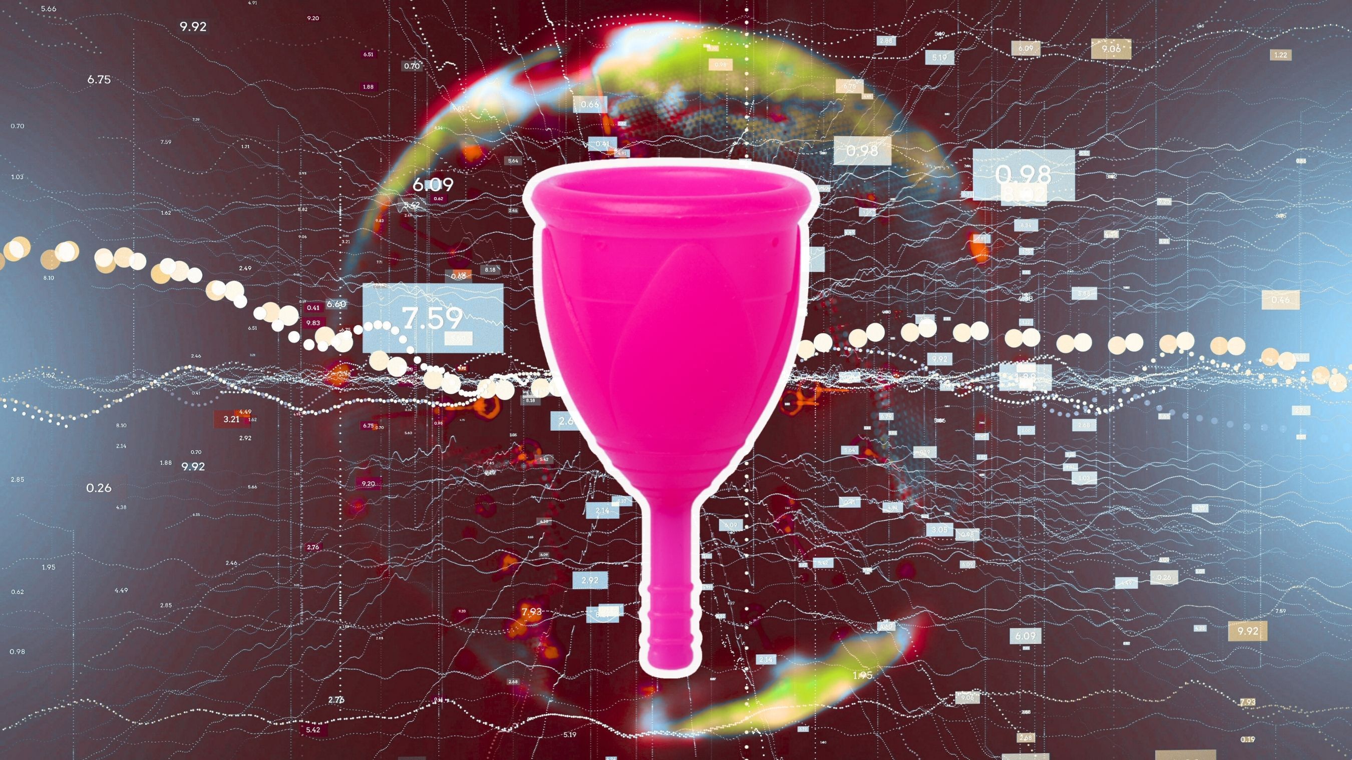 A pink menstrual cup. 