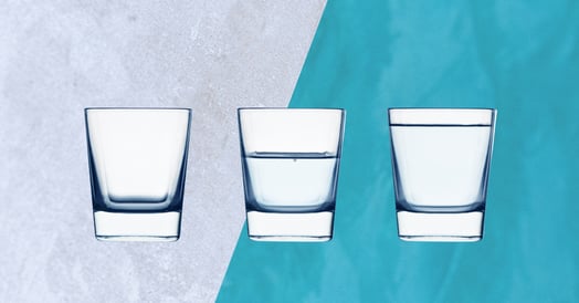 Three water glasses. 